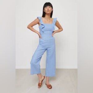 Dynamite Light Blue Ruffle Jumpsuit